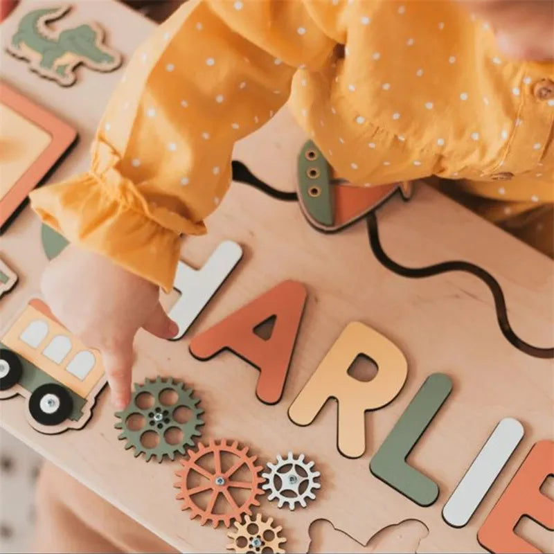 - Custom Personalised Name Puzzle - Educational Wooden Toy Baby Stork Puzzles