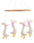 Pink - 🪿 Goose Baby Mobile – Pink Gingham Scarf | Handmade Felt Nursery Decor Baby Stork Baby Mobile