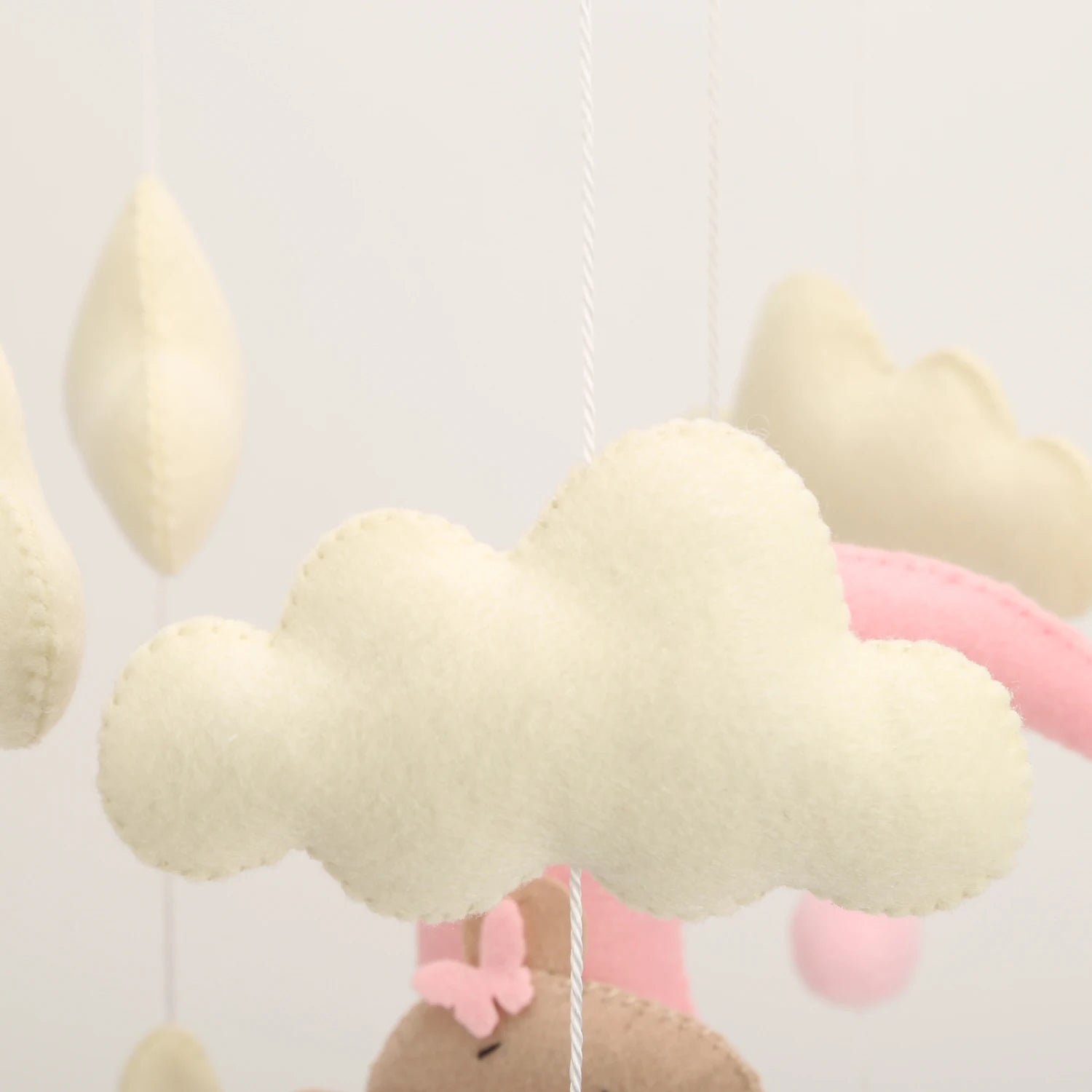 - 🌙 Teddy Bear Moon Baby Mobile – Pink Stars and Clouds Crib Mobile Baby Stork Baby Mobile