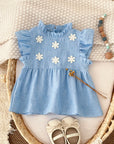 - Blue Daisy Flutter Dress – Sweet Ruffle Detail Baby Stork