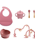 Pink - My First Feeding Set | Baby Cutlery & Bowl Set with Integrated Motor Skills Game Baby Stork Nursing & Feeding