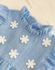 - Blue Daisy Flutter Dress – Sweet Ruffle Detail Baby Stork