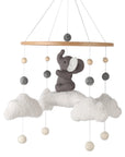 - Elephant Baby Mobile with Bouclé Clouds | Neutral Nursery Decor Baby Stork