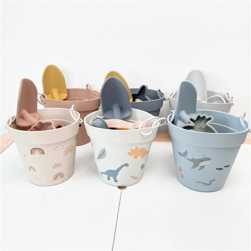 - Silicone Beach Bucket Playset - 6 Designs for Beach Time Fun Baby Stork Beach & Sand Toys