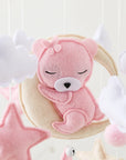 - Bear Cuddling the Moon & Night Sky Felt Nursery Mobile Baby Stork Baby Mobile