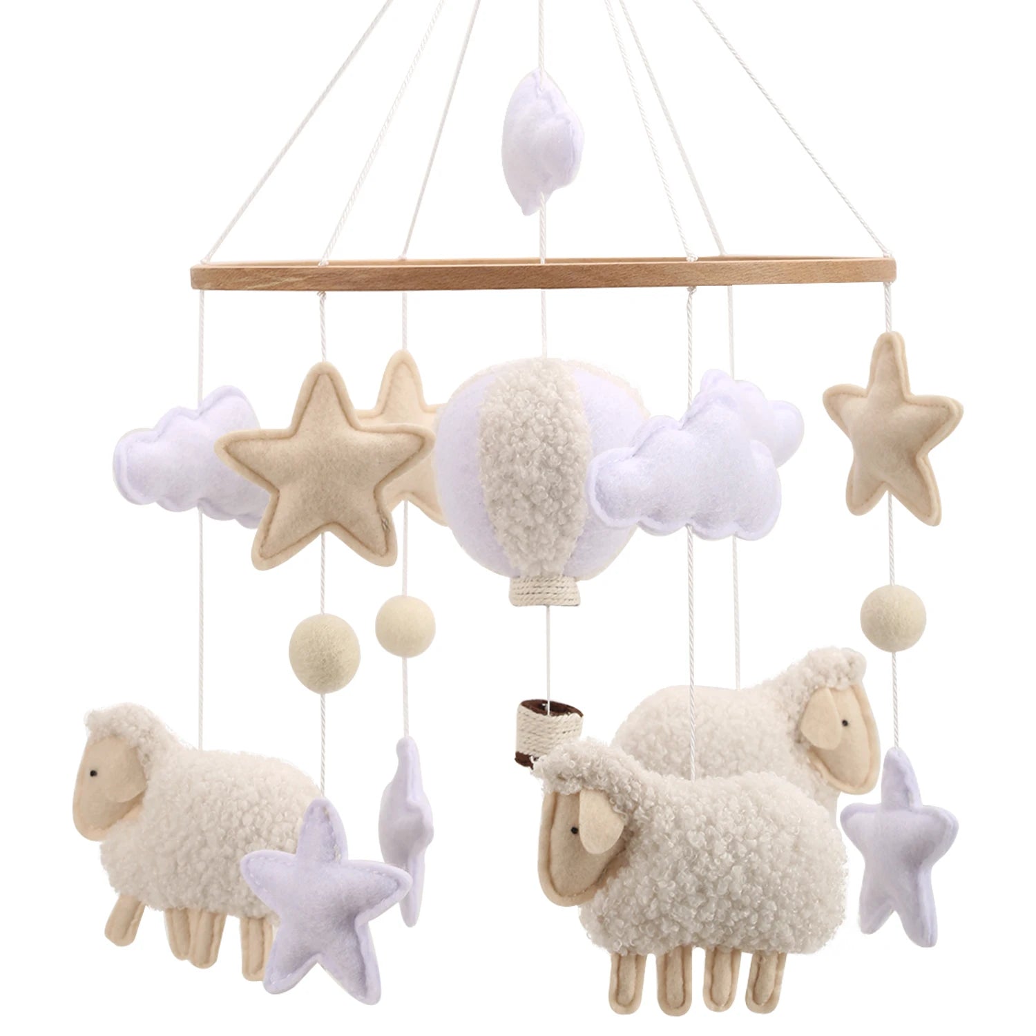 - 🐑 Sheep Baby Mobile – Neutral Farm-Themed Nursery Crib Decor Baby Stork Baby Mobile