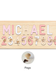 - Custom Wooden Name & Number Puzzle – Personalised Educational Toy Baby Stork