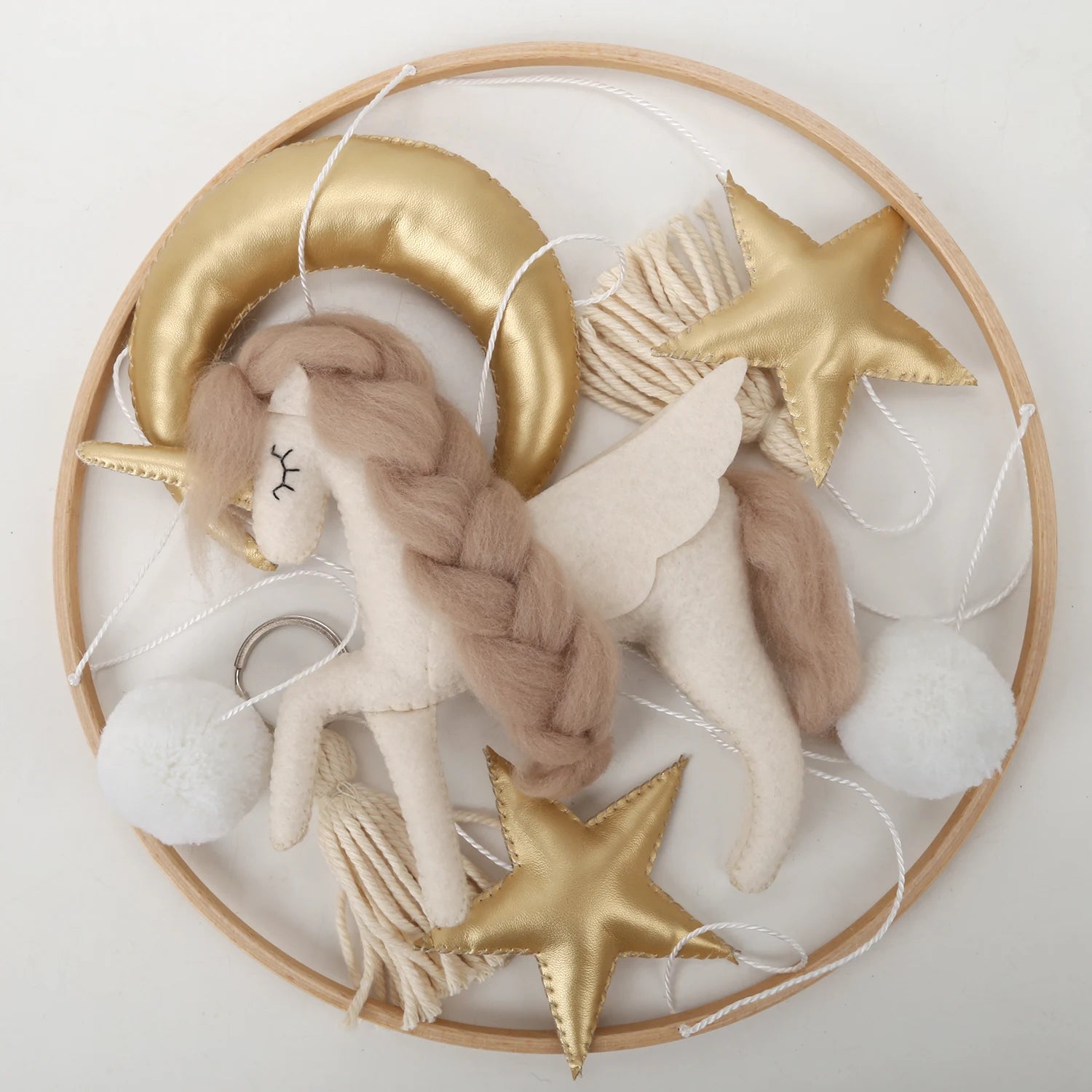 - 🦄 Golden Unicorn Baby Mobile – Elegant Crib Mobile for Girls’ Nursery Baby Stork Baby Mobile