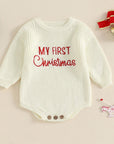 - My First Christmas Embroidered Knit Romper Baby Stork