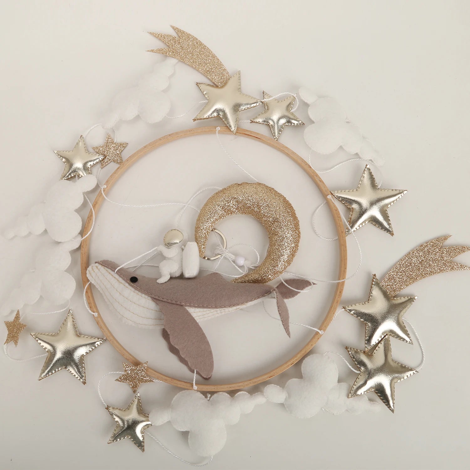 - 🌙 Space Whale Baby Mobile – Nautical Nursery Decor with Stars, Moon & Clouds Baby Stork Baby Mobile