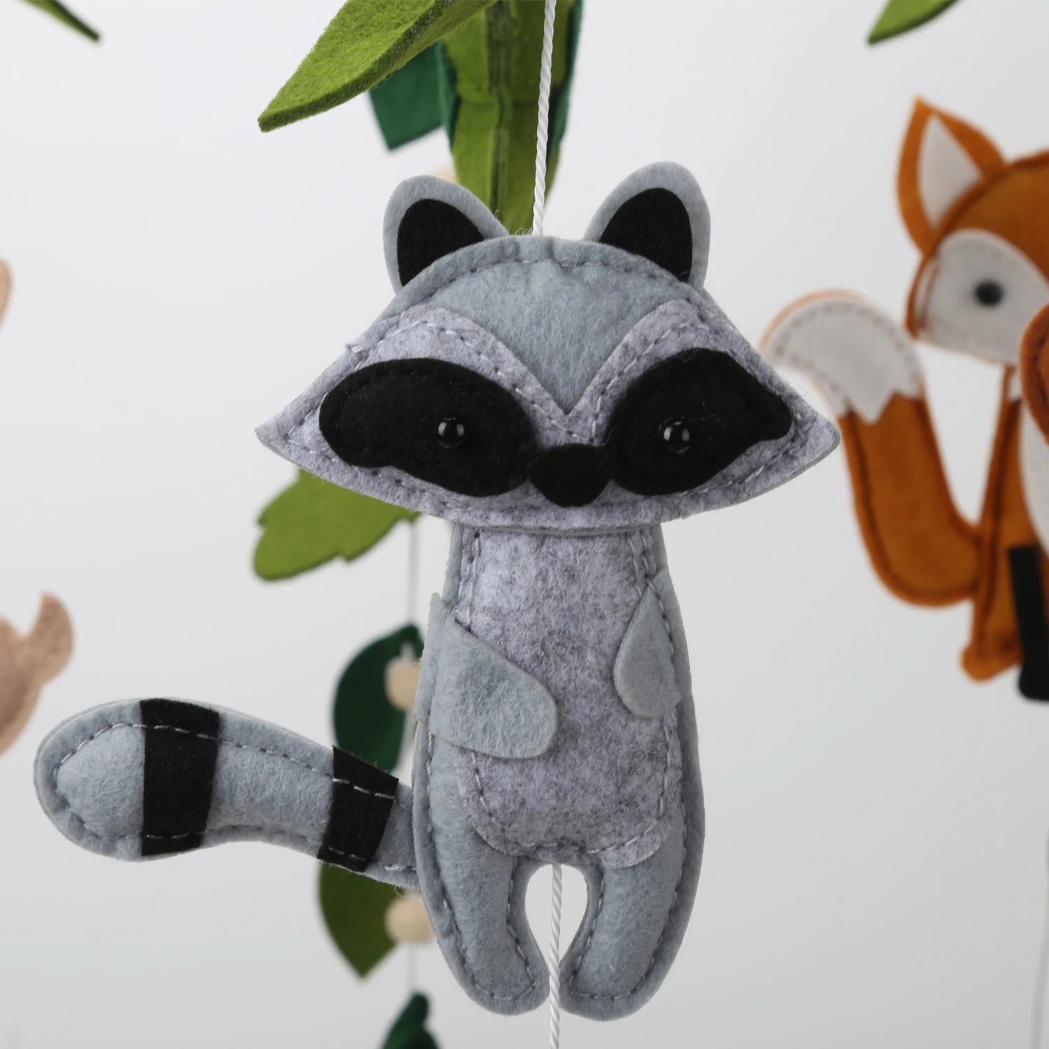 - Woodland Felt Baby Nursery Mobile - Forest Animals Crib Cot Mobile Baby Stork Baby Mobile