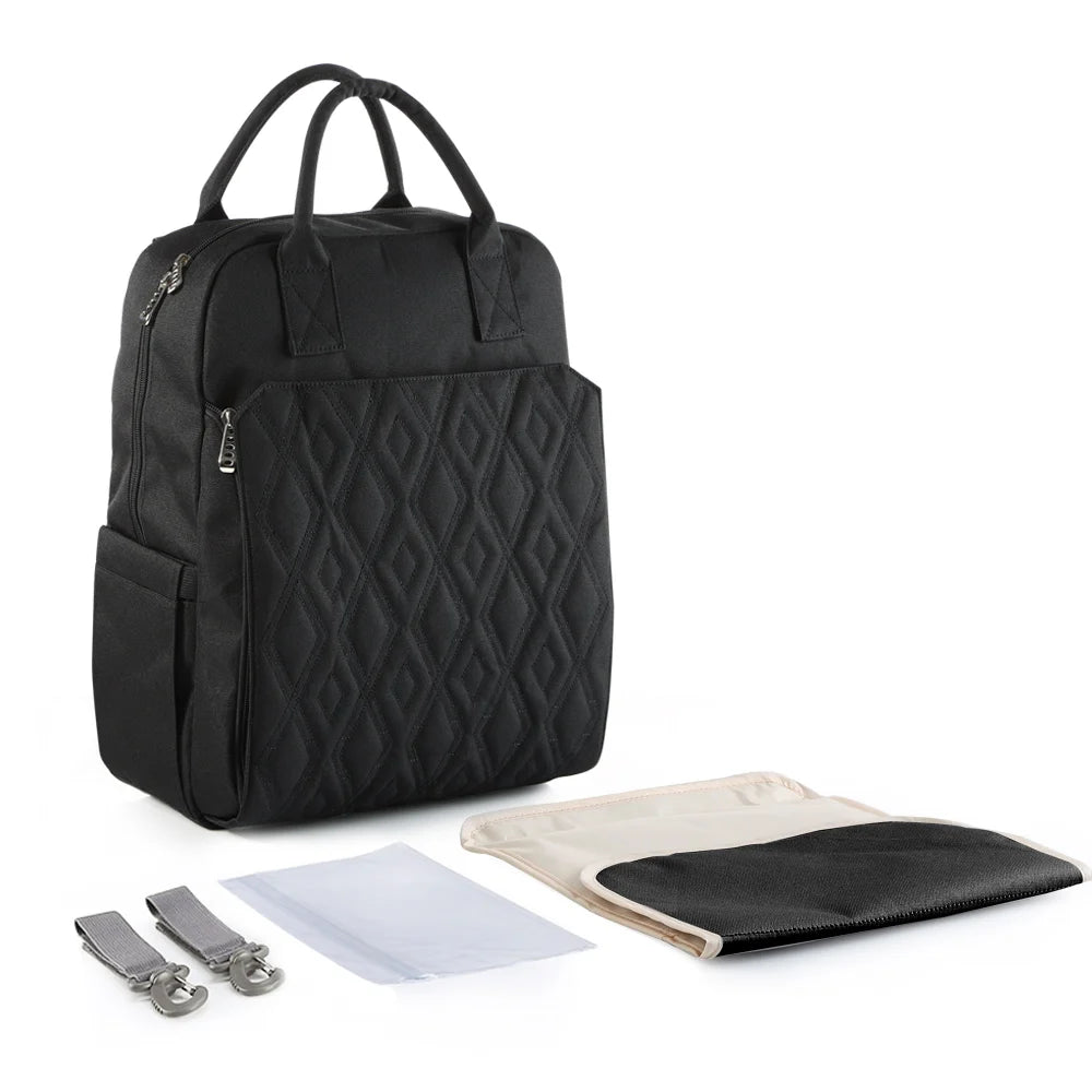 Charcoal - Multifunctional Waterproof Baby Diaper Backpack – Large Capacity Nappy Bag for Mums & Dads Baby Stork