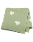 Green - Soft Knit Love Heart Blanket Baby Stork Swaddling & Receiving Blankets