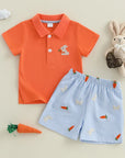 3Y - Bunny & Carrot Embroidered Two-Piece Set Baby Stork