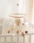 - Skyward Dreams Hot Air Balloon Mobile - Tan Baby Stork Baby Mobile