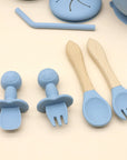 Silicone Feeding Set with Bib, Plate, Bowl & Snack Cup