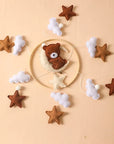 - Bear Cuddling the Moon & Night Sky Felt Nursery Mobile Baby Stork Baby Mobile