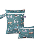 Crane - 2pcs Cute Travel Wet Dry Bag Set - Waterproof & Portable for Beach, Pool, Nappies, and more Baby Stork Diaper Wet Bags