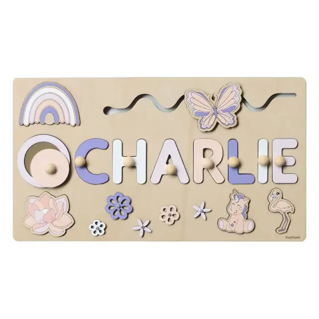 Style 4 - Custom Personalised Name Puzzle - Educational Wooden Toy Baby Stork Puzzles