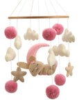 🐰 Bunny Baby Mobile – Soft Pompom Crib Mobile for Girls' Nursery
