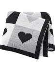 Black - Heart Pattern Baby Blanket – 90 × 70 cm | Ultra-Soft Acrylic | Multiple Colours Baby Stork