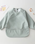 Sage - Solid Colour Baby Feeding Smock – Waterproof Easy-Clean Long Sleeve Bib | Baby Stork Baby Stork Bibs