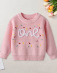 One Birthday Embroidered Knit Sweater | Six Colours