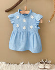 - Blue Daisy Flutter Dress – Sweet Ruffle Detail Baby Stork