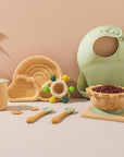 - Eco-Friendly Rainbow Bamboo Baby Feeding Set - 7pcs | Non-Slip Suction Cups & Teether Baby Stork Nursing & Feeding