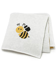 White - Soft Knit Busy Bee Blanket Baby Stork Swaddling & Receiving Blankets