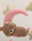 🌙 Teddy Bear Moon Baby Mobile – Pink Stars and Clouds Crib Mobile