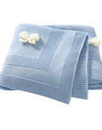 Light Blue - Super Soft Knitted Baby Blanket – Heart Pattern (90×70cm) Baby Stork