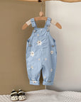 - Daisy Embroidered Overalls – Soft Blue Cotton Baby Stork