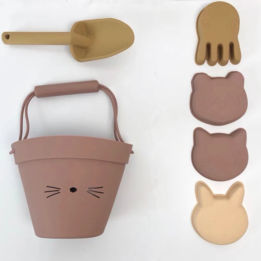 Cat - Silicone Beach Bucket Playset - 6 Designs for Beach Time Fun Baby Stork Beach & Sand Toys