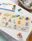 - Personalised Wooden Baby Name Puzzle - Up In The Sky | Rockets, Planes, Planets Baby Stork Puzzles