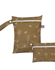 Brown Tree - 2pcs Cute Travel Wet Dry Bag Set - Waterproof & Portable for Beach, Pool, Nappies, and more Baby Stork Diaper Wet Bags
