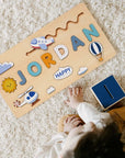 - ✈️ Personalised Name Puzzle – Transport Theme Baby Stork Puzzles