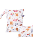 Summer Fun - 2pcs Cute Travel Wet Dry Bag Set - Waterproof & Portable for Beach, Pool, Nappies, and more Baby Stork Diaper Wet Bags