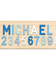 Ocean Blue Puzzle Only - Custom Wooden Name & Number Puzzle – Personalised Educational Toy Baby Stork