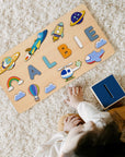 - Personalised Wooden Baby Name Puzzle - Up In The Sky | Rockets, Planes, Planets Baby Stork Puzzles
