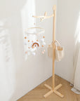 - Elegant Wooden Cot Arm for Nursery Mobiles - Floor Stand Design Baby Stork Baby Mobile