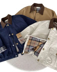 Kids Check Detail Collared Jacket
