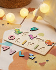 - Personalised Dinosaur Name Puzzle – Wooden Montessori Toddler Toy, Custom Nursery Gift Baby Stork Puzzles
