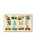 - Personalised Vehicle Wooden Name Puzzle | Custom Construction & Transport Learning Toy Baby Stork