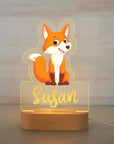 Fox Warm Light - Personalised Zoo Friends Night Light Custom Name LED Lamp for Kids Baby Stork Night Light