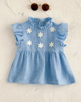 - Blue Daisy Flutter Dress – Sweet Ruffle Detail Baby Stork