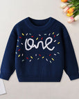One Birthday Embroidered Knit Sweater | Six Colours