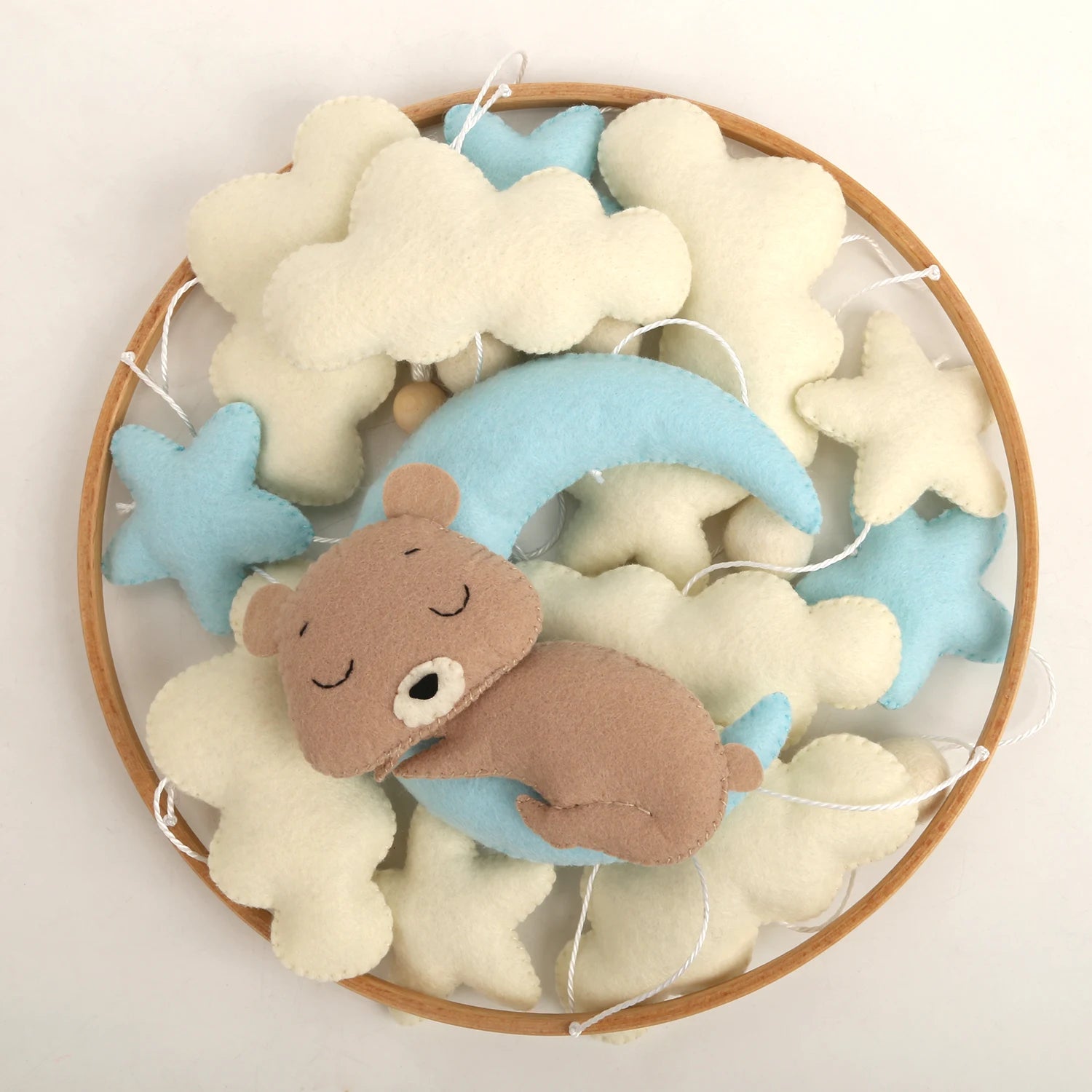- 🌙 Teddy Bear Moon Baby Mobile – Blue Stars and Clouds Crib Mobile Baby Stork Baby Mobile