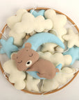 - 🌙 Teddy Bear Moon Baby Mobile – Blue Stars and Clouds Crib Mobile Baby Stork Baby Mobile