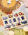 - Personalised Safari Animals Name Puzzle – Wooden Montessori Toddler Toy, Custom Jungle Gift Baby Stork Puzzles